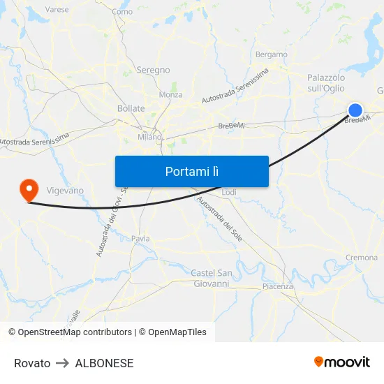 Rovato to ALBONESE map