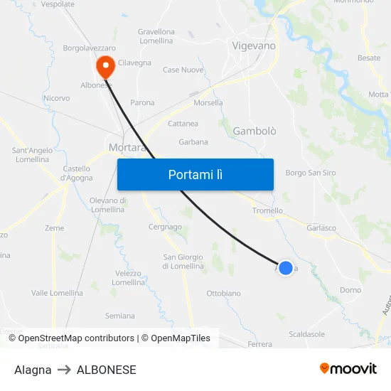 Alagna to ALBONESE map