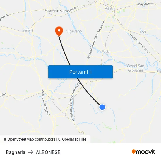 Bagnaria to ALBONESE map