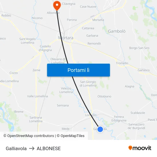 Galliavola to ALBONESE map