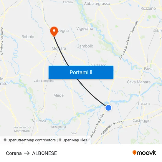 Corana to ALBONESE map