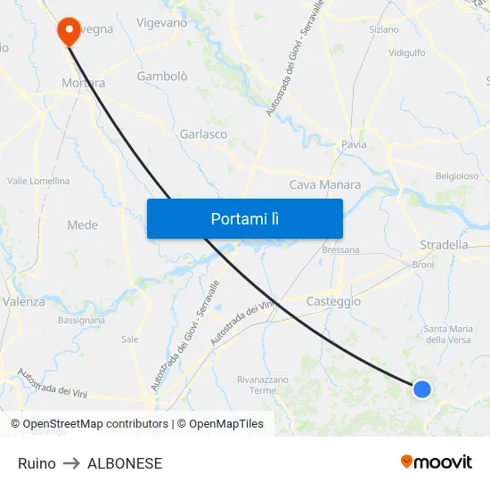 Ruino to ALBONESE map