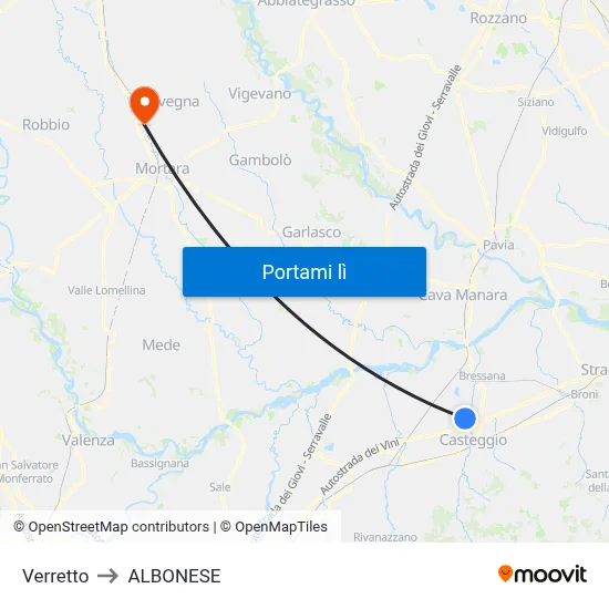 Verretto to ALBONESE map