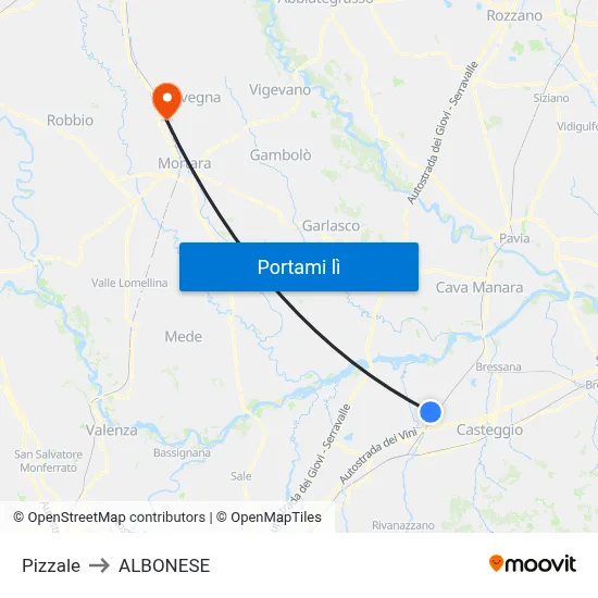 Pizzale to ALBONESE map