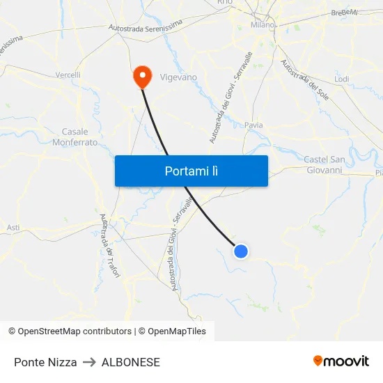 Ponte Nizza to ALBONESE map