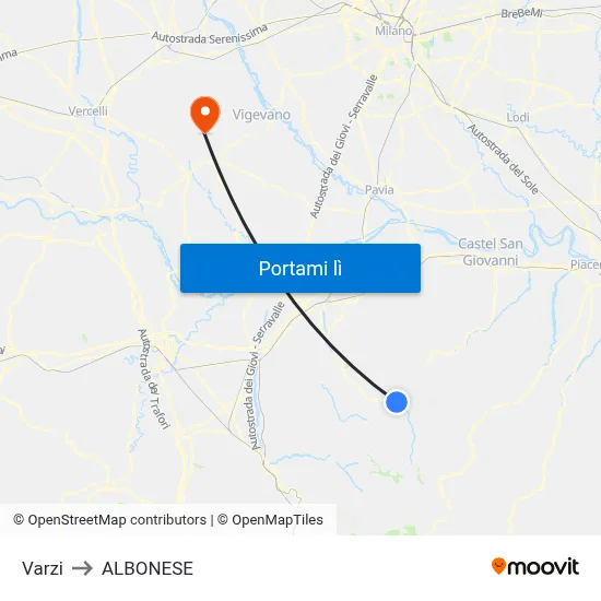 Varzi to ALBONESE map