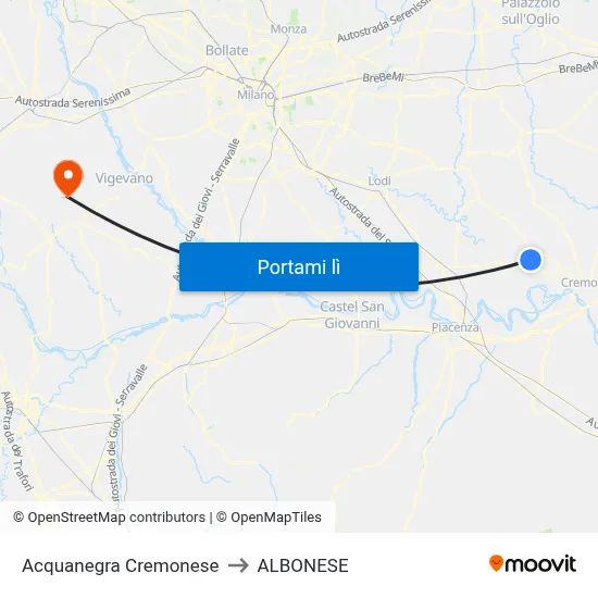 Acquanegra Cremonese to ALBONESE map