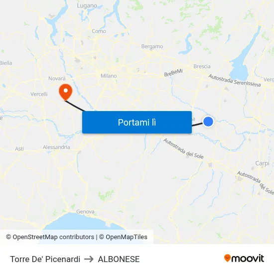 Torre De' Picenardi to ALBONESE map