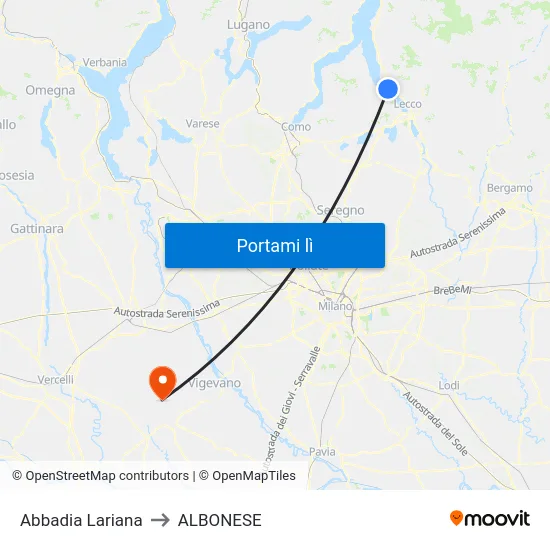 Abbadia Lariana to ALBONESE map