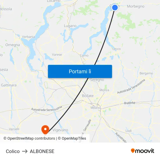 Colico to ALBONESE map