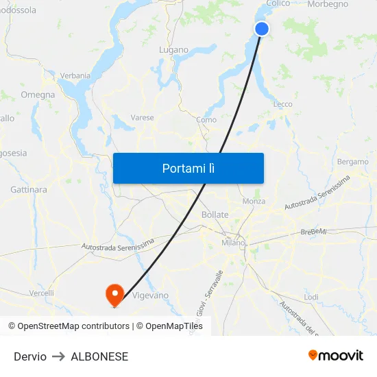 Dervio to ALBONESE map