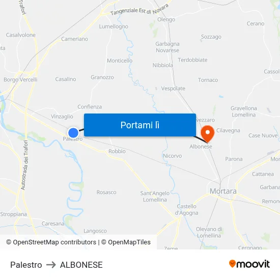 Palestro to ALBONESE map