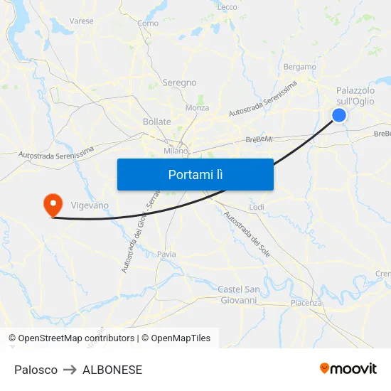 Palosco to ALBONESE map