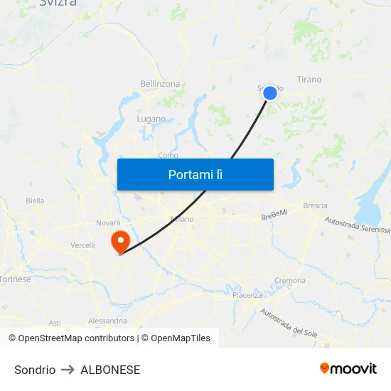 Sondrio to ALBONESE map