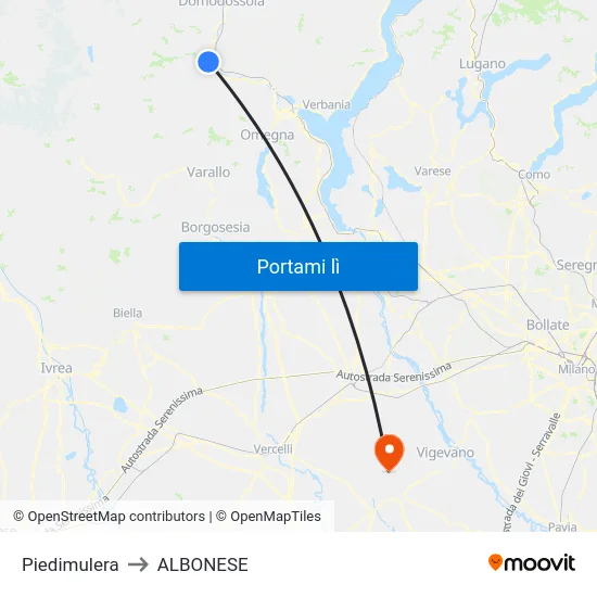 Piedimulera to ALBONESE map