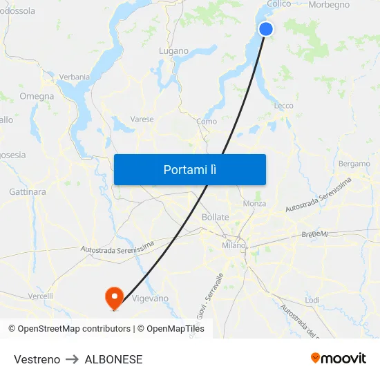Vestreno to ALBONESE map