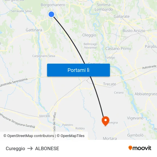 Cureggio to ALBONESE map