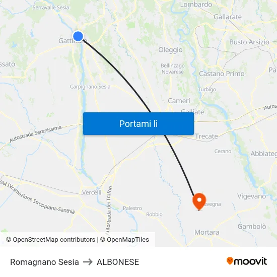 Romagnano Sesia to ALBONESE map