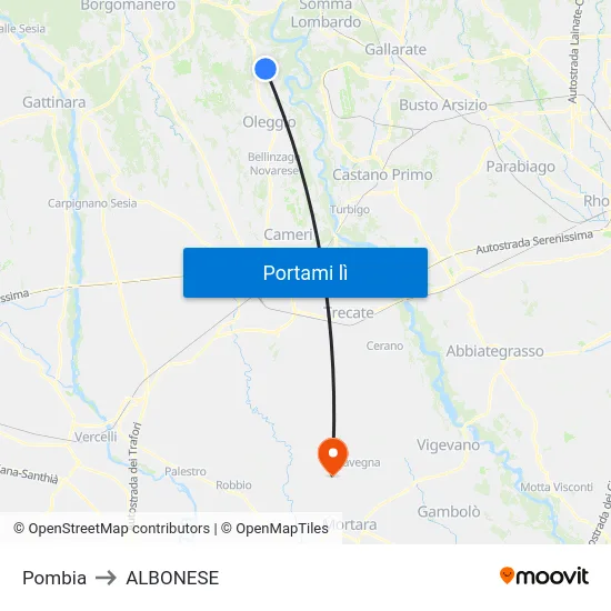 Pombia to ALBONESE map