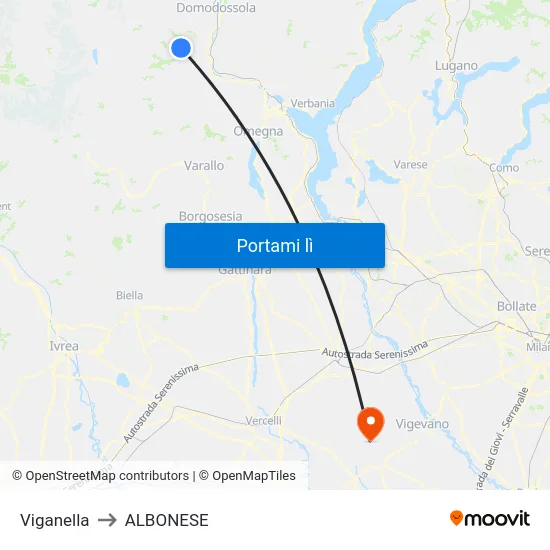 Viganella to ALBONESE map