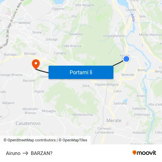 Airuno to BARZAN? map