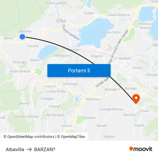 Albavilla to BARZAN? map