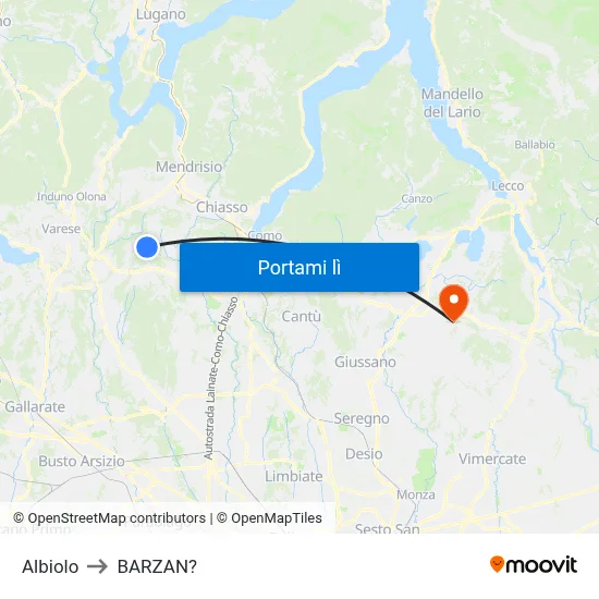 Albiolo to BARZAN? map