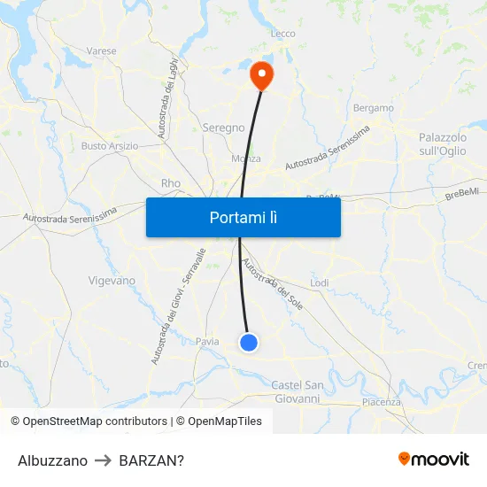 Albuzzano to BARZAN? map
