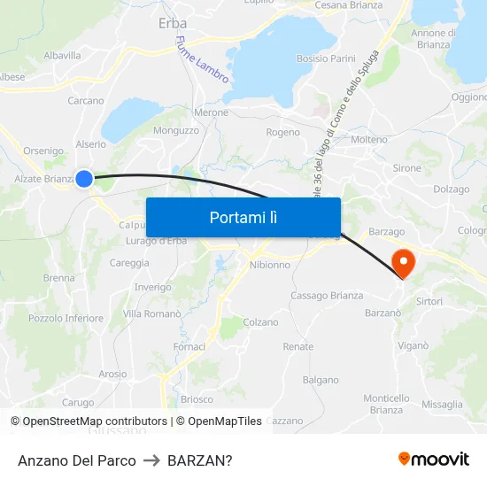 Anzano Del Parco to BARZAN? map
