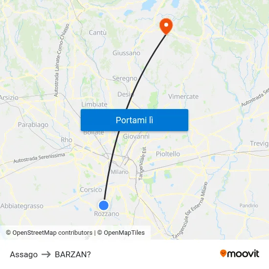 Assago to BARZAN? map