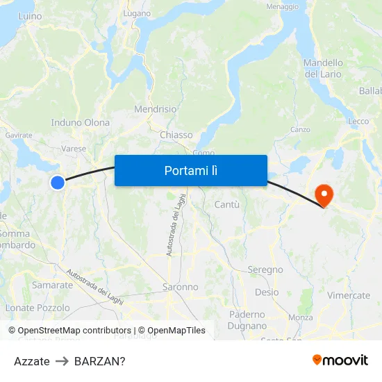 Azzate to BARZAN? map