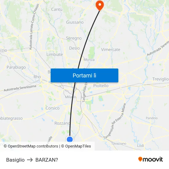 Basiglio to BARZAN? map