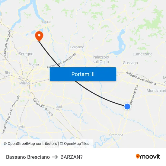 Bassano Bresciano to BARZAN? map