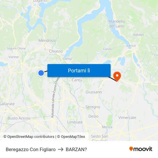 Beregazzo Con Figliaro to BARZAN? map