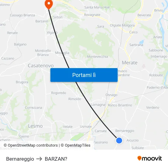 Bernareggio to BARZAN? map