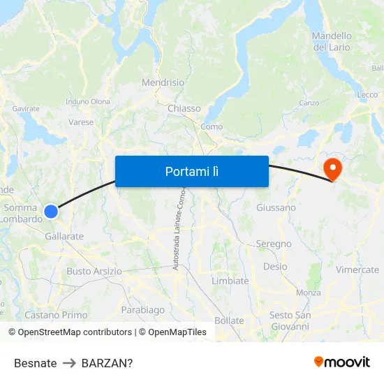 Besnate to BARZAN? map