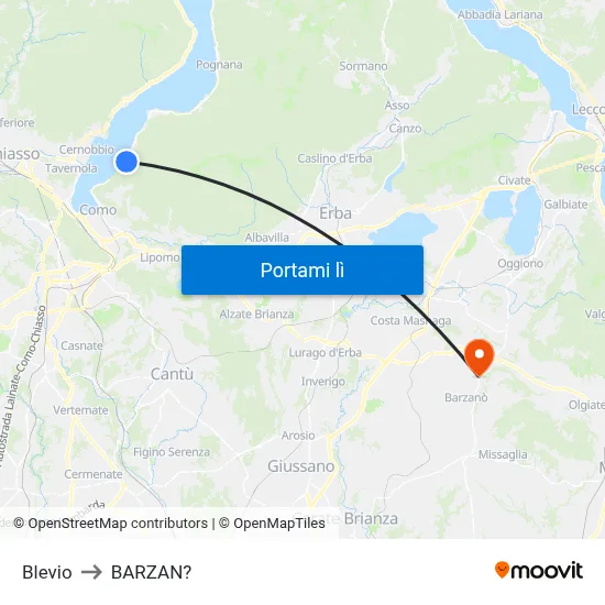 Blevio to BARZAN? map