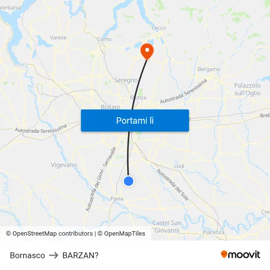 Bornasco to BARZAN? map
