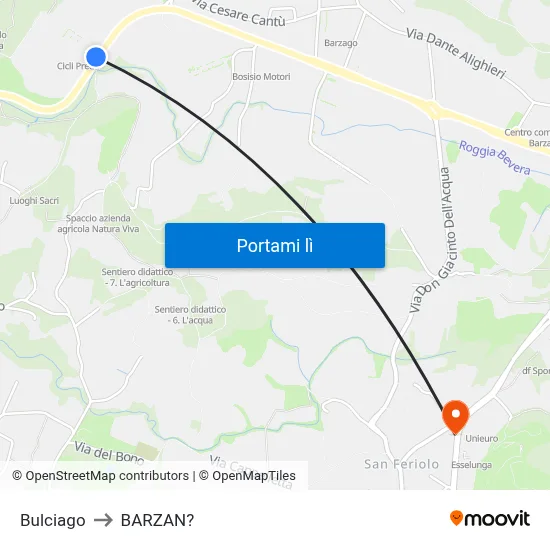 Bulciago to BARZAN? map