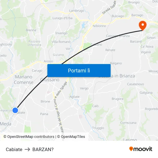 Cabiate to BARZAN? map