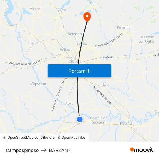 Campospinoso to BARZAN? map