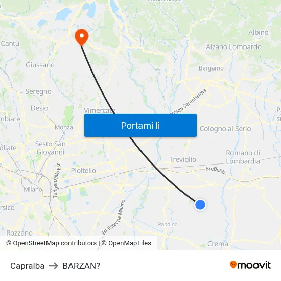 Capralba to BARZAN? map