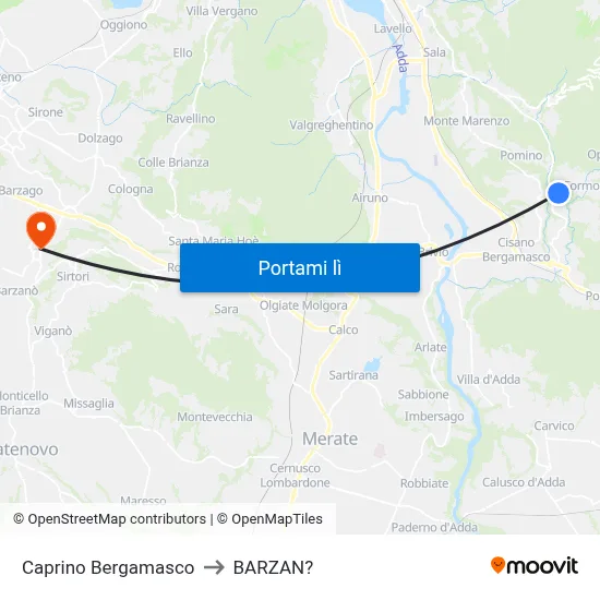 Caprino Bergamasco to BARZAN? map