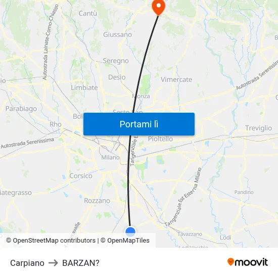 Carpiano to BARZAN? map