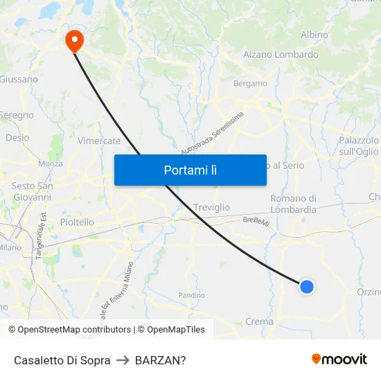Casaletto Di Sopra to BARZAN? map