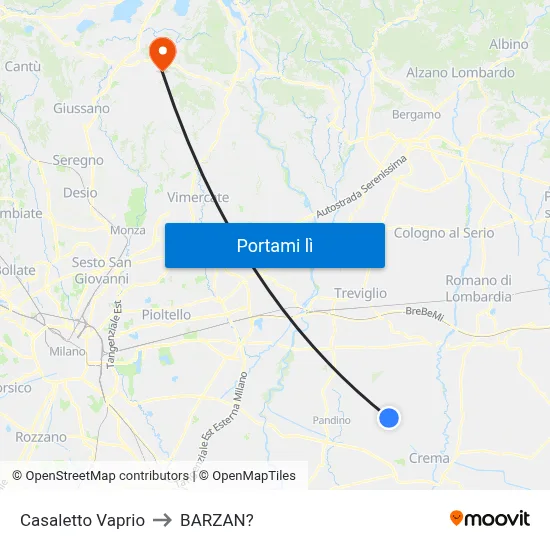 Casaletto Vaprio to BARZAN? map