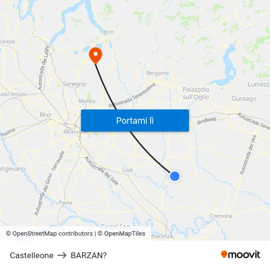 Castelleone to BARZAN? map