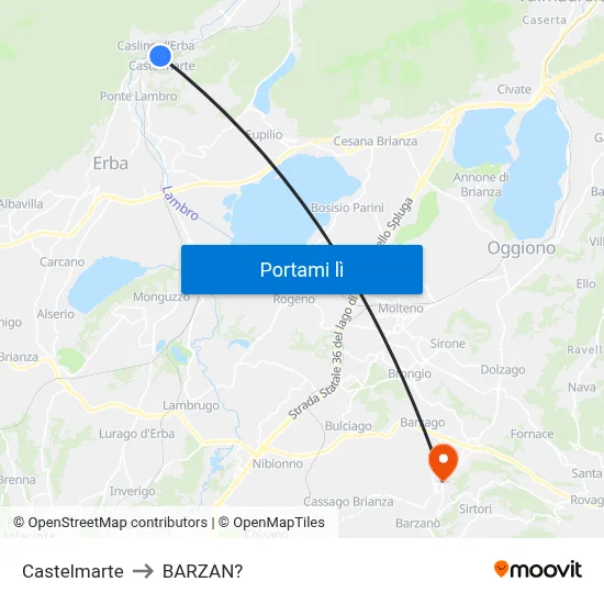 Castelmarte to BARZAN? map