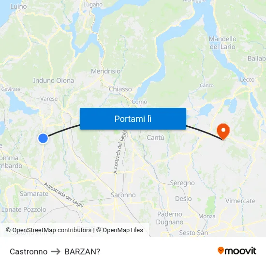 Castronno to BARZAN? map