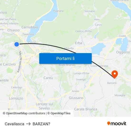 Cavallasca to BARZAN? map
